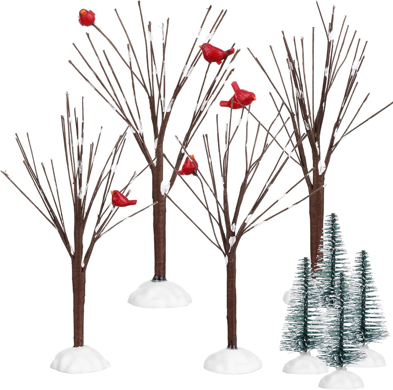 8 Pieces Christmas Village Trees Set Christmas Village Accessories Decor Bare Branch Miniature Snow Frost Trees Home Table Top Decoration